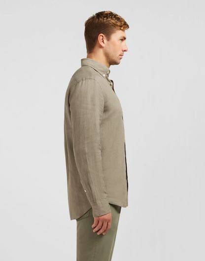 Plain Linen Shirt in Khaki