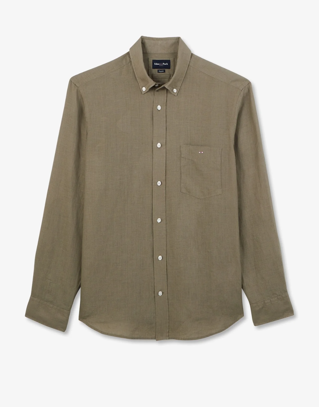 Plain Linen Shirt in Khaki