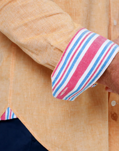 Kikoy Linen Shirt in Tangerine