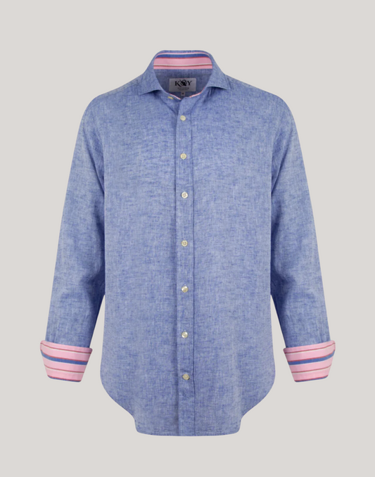 Kikoy Linen Shirt in Blue