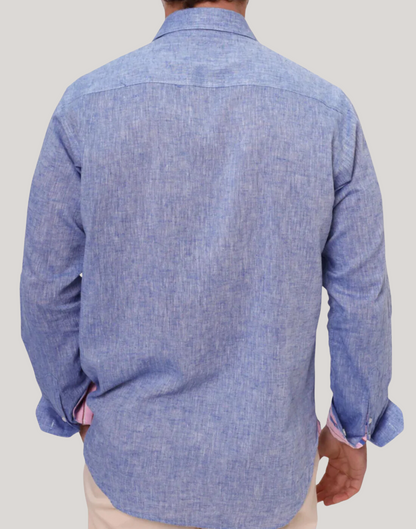 Kikoy Linen Shirt in Blue