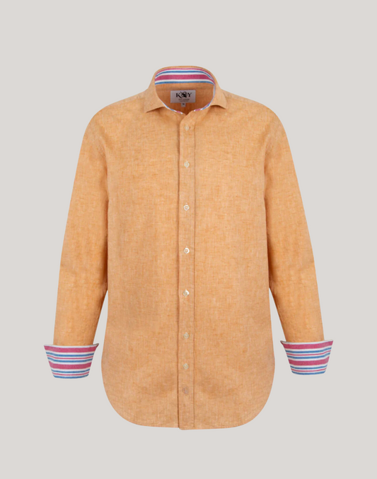 Kikoy Linen Shirt in Tangerine