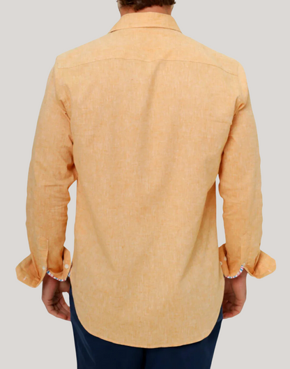 Kikoy Linen Shirt in Tangerine