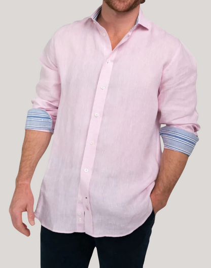 Kikoy Linen Shirt in Pink