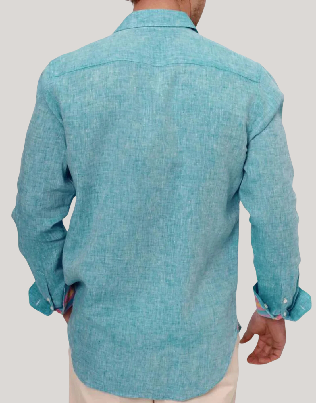 Kikoy Linen Shirt in Turquoise