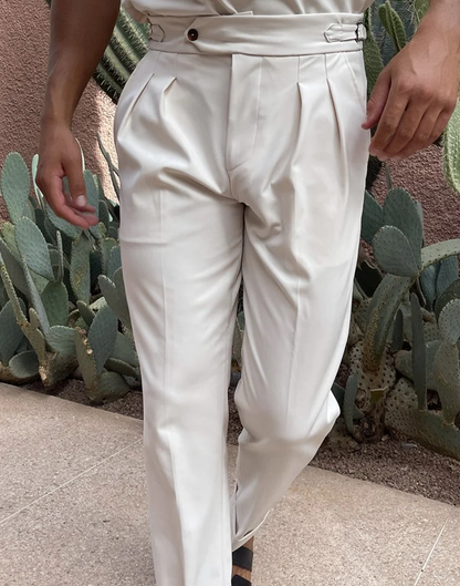 Oxford Pleated Trousers in Beige