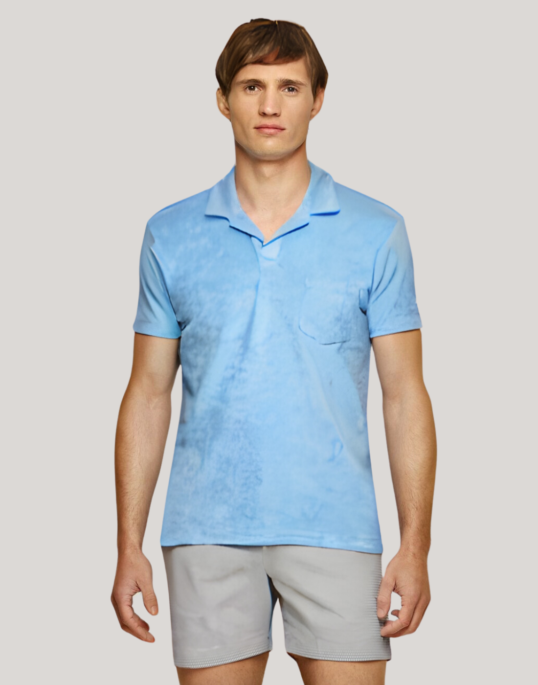 Towelling Resort Polo Shirt in Blue